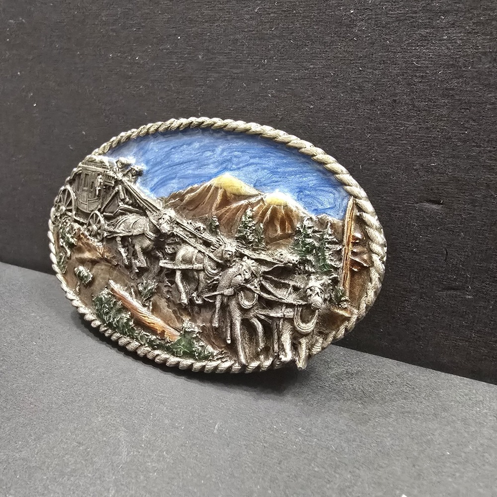 Siskiyou Buckle Co‎ Vintage 1983 Stagecouch Williams Oregon Belt Buckle - Picture 2 of 7